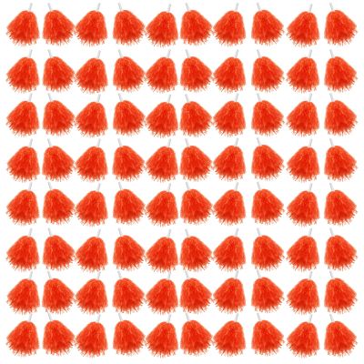 Meooeck 80 Pcs Cheerleading Pom Poms Sports Dance Spirit Cheer Pompoms with Handles Plastic Cheerleader Stuff for Sport Game Gymnastics Football Basketball Sports Team Dance Club Party(Orange)