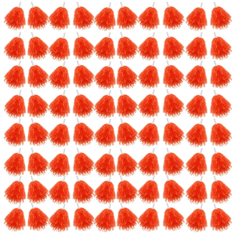 Meooeck 80 Pcs Cheerleading Pom Poms Sports Dance Spirit Cheer Pompoms with Handles Plastic Cheerleader Stuff for Sport Game Gymnastics Football Basketball Sports Team Dance Club Party(Orange)