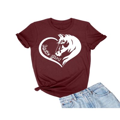 XX-Large Maroon Mens Horse Girl Loves Horses Gift Idea T-Shirt