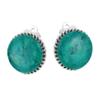 AeraVida Classic 18mm Round Swirl Chrysocolla Button .925 Sterling Silver Clip-On Earrings | Elegant Sterling Silver Chrysocolla Clip-On Earrings for Women view 2