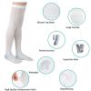 2 Pairs Anti Embolism Ted Hose Compression Stockings Thigh High Compression Socks 15-20 mmHg for Women and Men with Inspect Toe Hole view 2