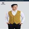 HISDERN Men's Suit Waistcoat Business Formal Gold Dress Vest with 3 Pockets for Suit or Tuxedo Wedding view 2