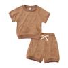 Kids Tales Boy Girl Terry Cloth Outfits Set Short Sleeve Kids Summer Clothes Towel Cloth T-Shirt + Elastic Waistband Shorts view 1