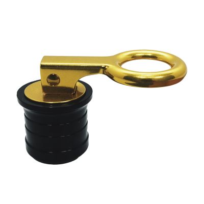 Boat Drain Plug Marine Brass Screw Type Compression Handle Plug Hulls Livewell Bilge Transom, Locks in Place for Yacht (1-1/4")