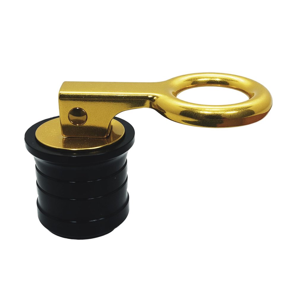Boat Drain Plug Marine Brass Screw Type Compression Handle Plug Hulls Livewell Bilge Transom, Locks in Place for Yacht (1-1/4")