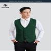 HISDERN Men's Suit Vest Business Formal Forest Green Dress Waistcoat with 3 Pockets for Suit or Tuxedo Wedding view 2