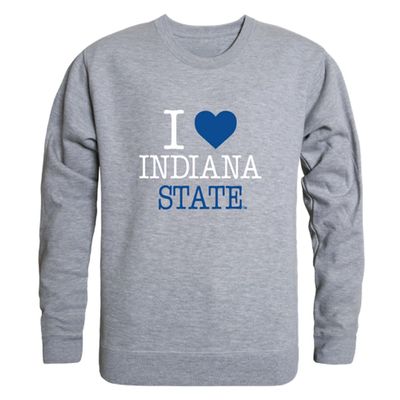 W Republic I Love Indiana State University Sycamores Fleece Crewneck Sweatshirts - Heather Grey, Small