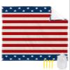 American USA Flag Beach Blanket Extra Large 108x84in Outdoor Waterproof Sandproof Picnic Blankets with Stakes Lightweight Beach Mat for Camping Travel Hiking,Independence Day Red White Stripes view 1