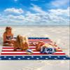 American USA Flag Beach Blanket Extra Large 108x84in Outdoor Waterproof Sandproof Picnic Blankets with Stakes Lightweight Beach Mat for Camping Travel Hiking,Independence Day Red White Stripes view 2