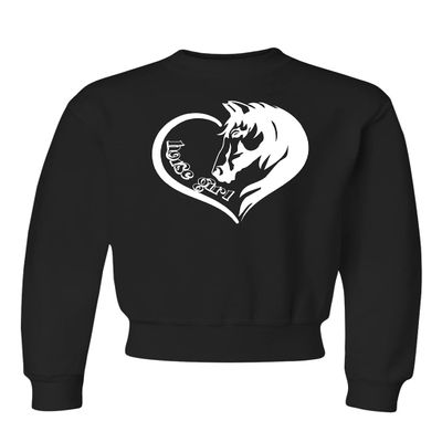 X-Large Black Youth Horse Girl Loves Horses Gift Idea Crewneck Sweatshirt