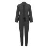 Women's Two Piece Lapels Suit Set Office Long Sleeve Jacket Pant Suit Slim Fit Trouser Jacket Suit (03-Dark Gray, XS) view 4