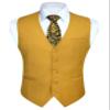 HISDERN Men's Suit Waistcoat Business Formal Gold Dress Vest for Men Yellow with 3 Pockets for Suit or Tuxedo Wedding view 1