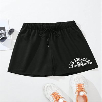 AMDMG Shorts for Women Shorts Women's Shorts Letter Graphic Drawstring Waist Shorts Shorts (Color : Black, Size : X-Small)