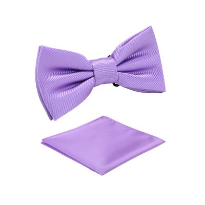 fortunatever Boys Solid Pre-tied Bow Ties,Lavender Adjustable Tuxedo Bowtie For Boy With Multiple Colors+Pocket Square (11''-19'')