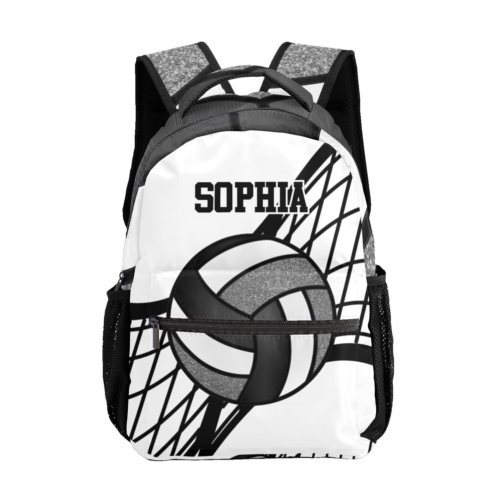 SunFancyCustom Personalized Custom Volleyball Black White Backpack Lightweight Travel Hiking Causual Bag With Name