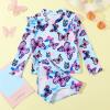Girls Swimsuit Girls' Separate Swimsuit Long Sleeved Butterfly Print Children's Sunscreen Newborn (Purple, 12-18 Months) view 3