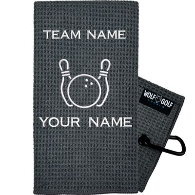 Wolf Golf Towels Personalized Bowling Towel - Bowling Ball Towel - Bowling Accessories for Men - Bowling Accessories for Women - Bowling Gift, Gray - Personal + Team
