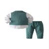 Abolai Baby Boys' 3 Piece Vest Set with White Shirt,Vest and Pant (Green, 5 Years) view 2