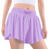 Auranso Girls Flowy Shorts with Pocket 2-in-1 Athletic Running Butterfly Shorts Light Purple 9-10 Years view 1