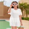 Girls Swimwear Cover Ups Kids Beach Bathing Suit Coverups Cute Sweet Bikini Swimsuit Tunic Dress with Swiss Dot view 4