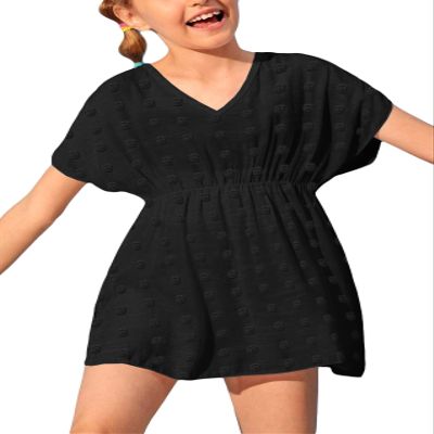 Girls Swimwear Cover Ups Kids Beach Bathing Suit Coverups Cute Sweet Bikini Swimsuit Tunic Dress with Swiss Dot