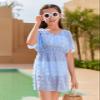 Girls Swimwear Cover Ups Kids Beach Bathing Suit Coverups Cute Sweet Bikini Swimsuit Tunic Dress with Swiss Dot view 4