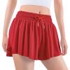 Auranso Girls Flowy Shorts with Pocket 2-in-1 Athletic Running Butterfly Shorts Red 7-8 Years view 1