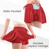Auranso Girls Flowy Shorts with Pocket 2-in-1 Athletic Running Butterfly Shorts Red 7-8 Years view 4