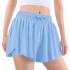 Auranso Girls Flowy Shorts with Pocket 2-in-1 Athletic Running Butterfly Shorts Light Blue 11-12 Years view 1