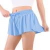 Auranso Girls Flowy Shorts with Pocket 2-in-1 Athletic Running Butterfly Shorts Light Blue 11-12 Years view 2