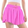 Auranso Girls Flowy Shorts with Pocket 2-in-1 Athletic Running Butterfly Shorts Rose Red 5-6 Years view 1
