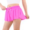Auranso Girls Flowy Shorts with Pocket 2-in-1 Athletic Running Butterfly Shorts Rose Red 5-6 Years view 2