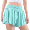 Auranso Girls Flowy Shorts with Pocket 2-in-1 Athletic Running Butterfly Shorts Light Green 9-10 Years view 1