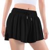 Auranso Girls Flowy Shorts with Pocket 2-in-1 Athletic Running Butterfly Shorts Black 11-12 Years view 1