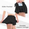 Auranso Girls Flowy Shorts with Pocket 2-in-1 Athletic Running Butterfly Shorts Black 11-12 Years view 4