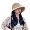 Women Frayed Straw Bucket Hat Wide Brim Crochet Sun Straw Hat Foldable Summer Floppy Beach Hat Fishing Hat view 1