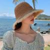 Women Frayed Straw Bucket Hat Wide Brim Crochet Sun Straw Hat Foldable Summer Floppy Beach Hat Fishing Hat view 3