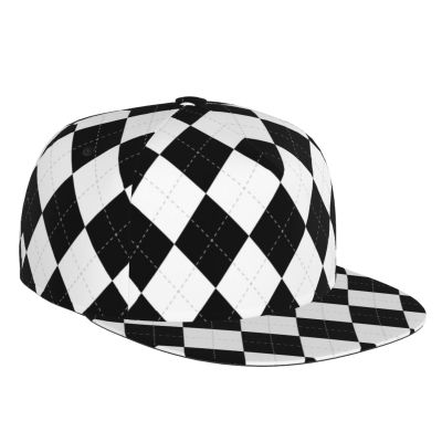 Black White Argyle Baseball Cap Women Men Summer Unisex Fashion Sun Hat Beach Hat Adjustable Trucker Hat Hip Hop Hat Outdoor Travel, Black