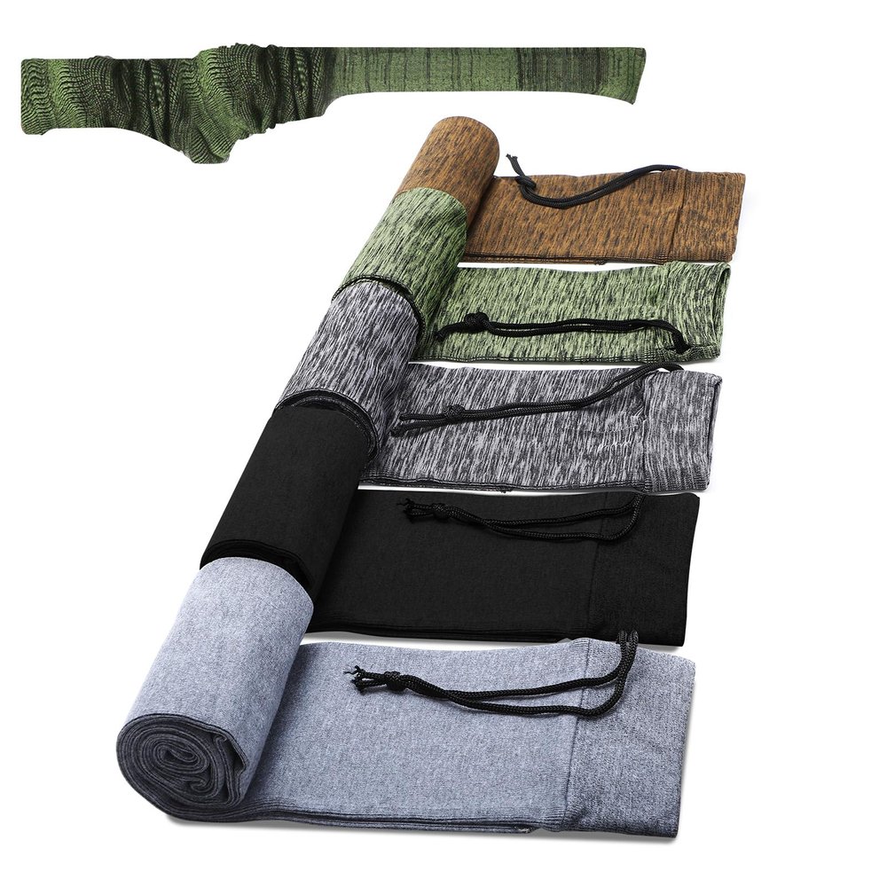 WIOR 5 Pack Gun Socks, 55 x 6 Inch Extra-Wide Knit Gun Socks for Rifles/Shotguns, Silicone Treated Gun Cover Protection Gun Sleeve with Drawstring Closure for Hunting Shooting Anti-Rust Moisture-Proof