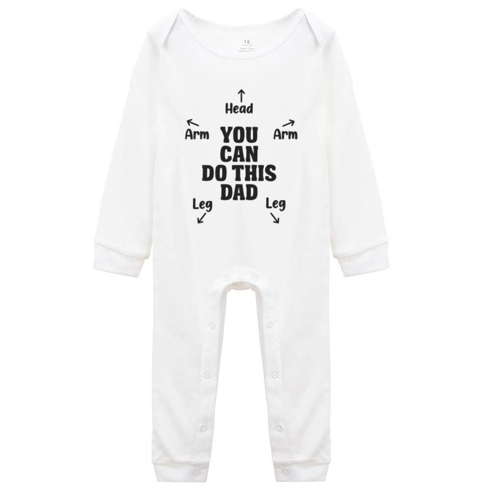 Yeavomeny with Instructions for Dad Baby Long Sleeve Playsuit Newborn Bodysuit Outfit Clothes K-White