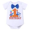 Baby Boy Circus 1st First Birthday Cake Smash Outfit Toddler I'm One Year Old Photo Shooting Prop Infant Party Bow Tie Romper Shorts Suspenders Hat Set Summer Blue Sea Lion 12M view 2