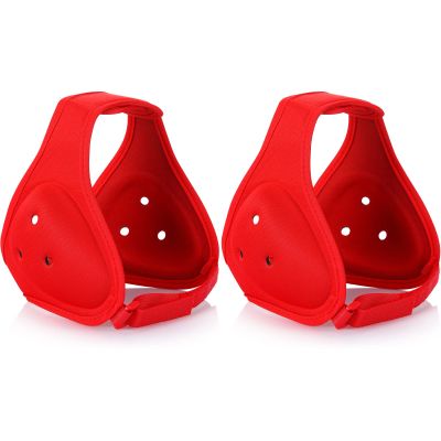 Jerify 2 Pcs Wrestling Headgear for Kids Youth Soft Grappling Headgear Wrestling Adjustable Ear Guard Protective(Red)