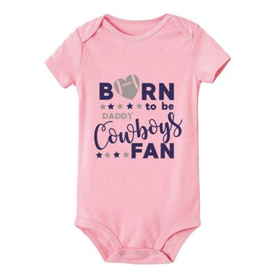 Born to Be A Daddy Cowboys Fan Baby Short Sleeve Playsuit Newborn Bodysuit Outfit Clothes D-Pink