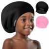 YOGINGO 2 Pack Extra Large Swim Cap Kids - for Long Hair/Short Hair, Braids and Dreadlocks Silicone Caps Girls&Boys, Swimming 6-14, Keep Hair Dry(Black+Pink) view 1