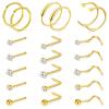 TOKRING Nose Rings Studs for Women Gold Nose Hoops Piercings Jewelry 20g Surgical Steel L shaped Corkscrew Diamond Nose Pin Bone Stud for Men Heart 7mm 1.5/2.0/2.5mm view 1