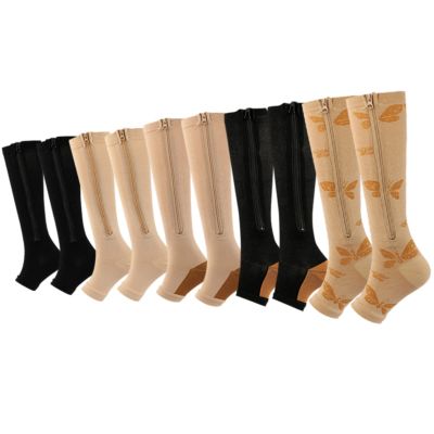 Blaward Zipper Compression Socks for Women and Men - 20-30 mmHg Open Toe Support Socks Walking Running Compression Stocking