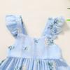 YOUNGER TREE Toddler Girls Outfits Floral Flutter Sleeve Princess Dress Summer Clothes Line Skirts for Girls(7-8T,Blue Floral) view 4