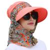 Women Sun Hat Wide Brim UV Protection Cap with Face Neck Flap Cover Beach Visor Hat Foldable Hiking Cap with Detachable Flap Tangerine view 1