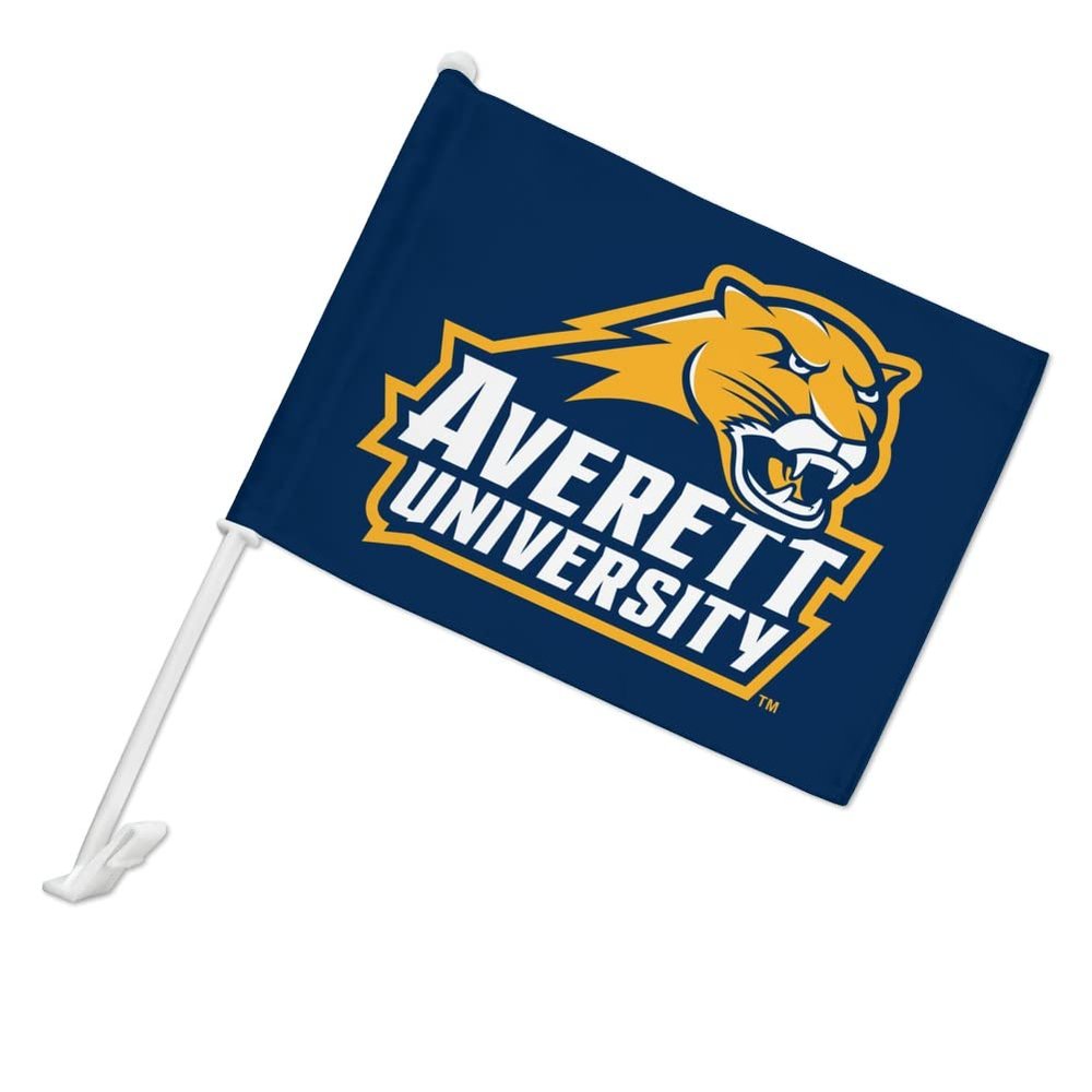 Averett University Cougars Logo Car Truck Flag with Window Clip On Pole Holder - Left Driver Side
