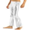 RUNQHUI Men's Shiny Faux Leather 70s Disco Trousers Long Pants Motorcycle Leggings Clubwear Silver X-Large view 4